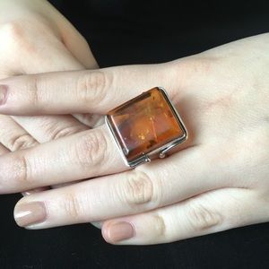 Large Baltic amber ring.